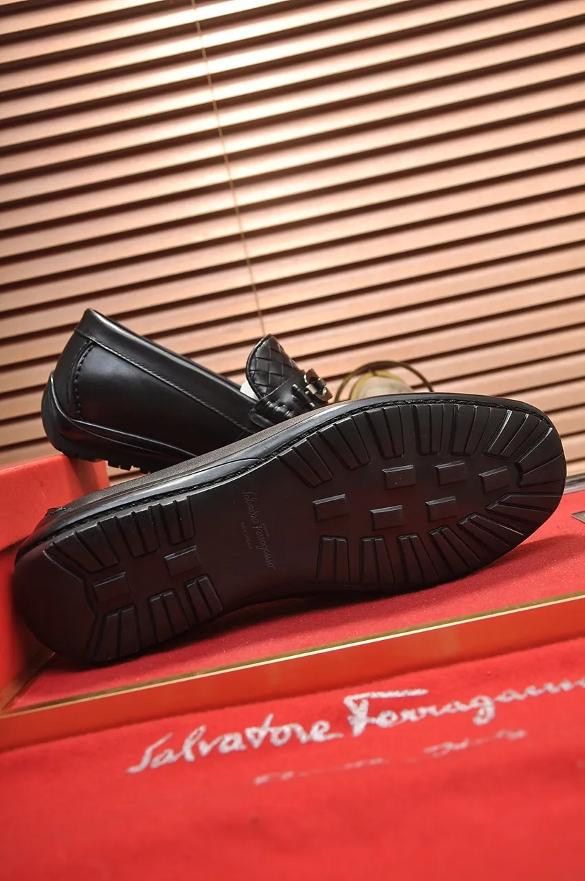 Men's shoes 💰500💶[Ferragamo/Ferragamo] The latest model in the counter. Original imported open-sided high-quality cowhide hand-woven + imported 🐂 cowhide + original luxury metal buckle + original combination outsole. Comparison without pressure 38--44🎉
